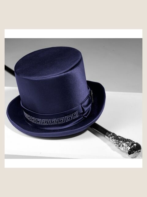 Cilindro in raso blu con strass