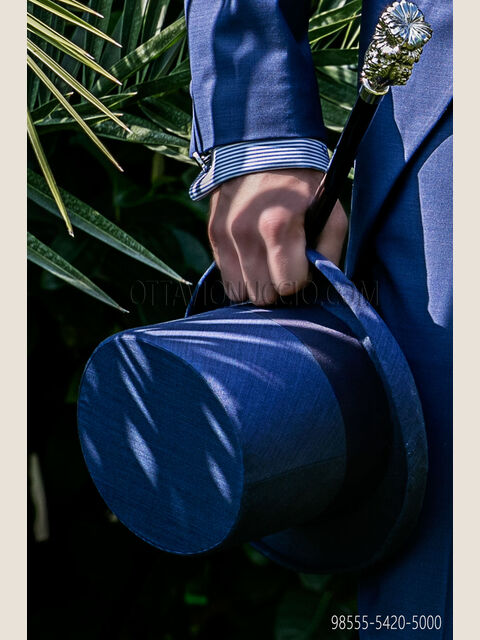 Cilindro in fresco lana blu royal
