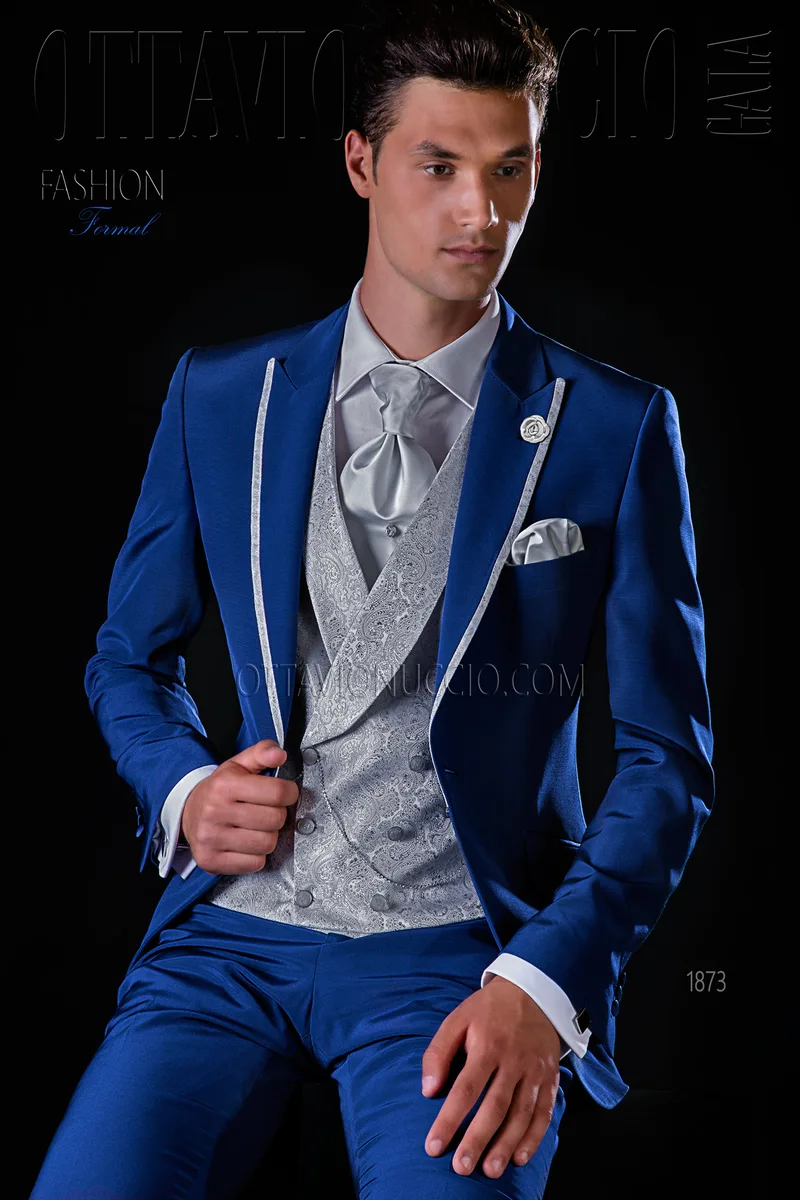 Abito sposo blu e grigio perla 1