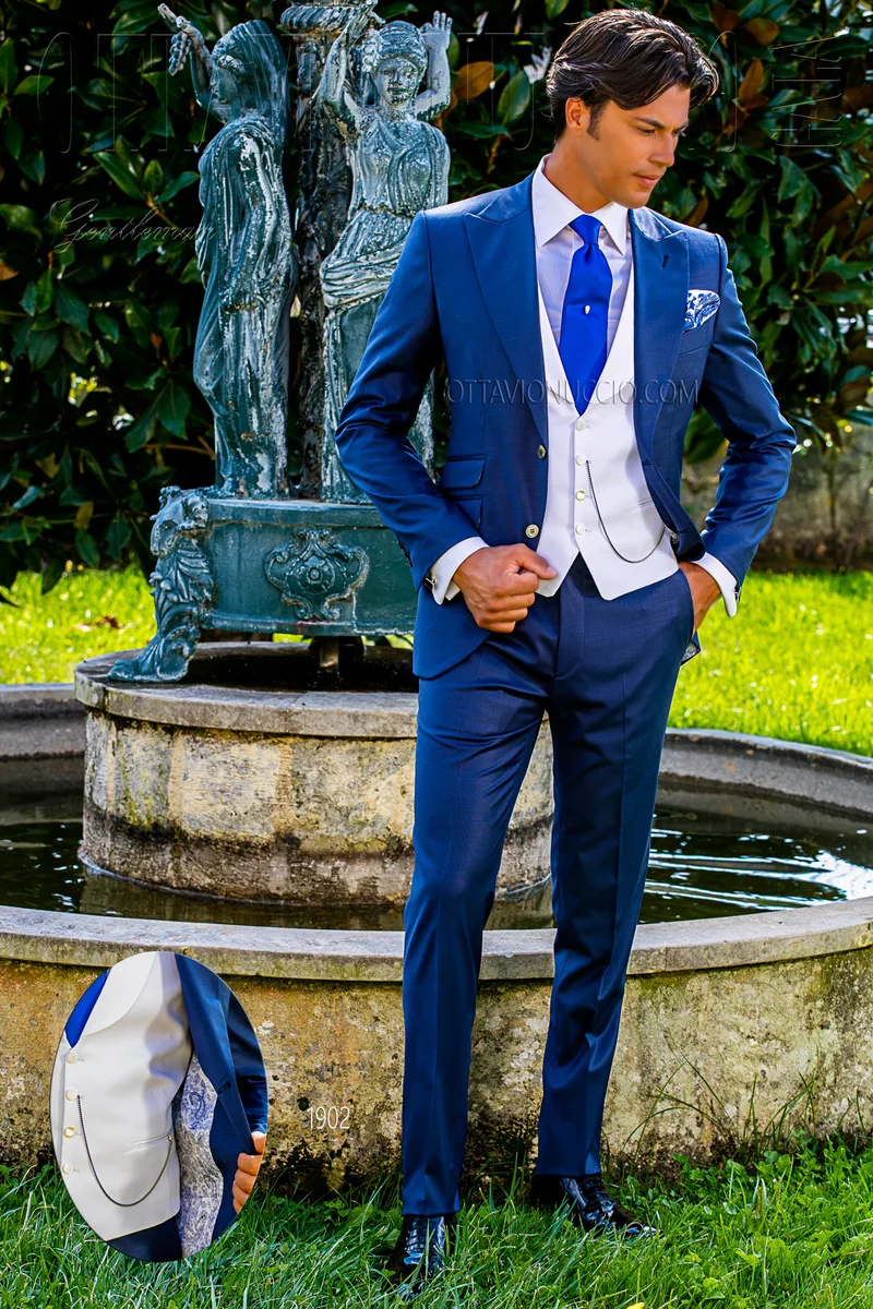 Abito cerimonia uomo blu elettrico 1