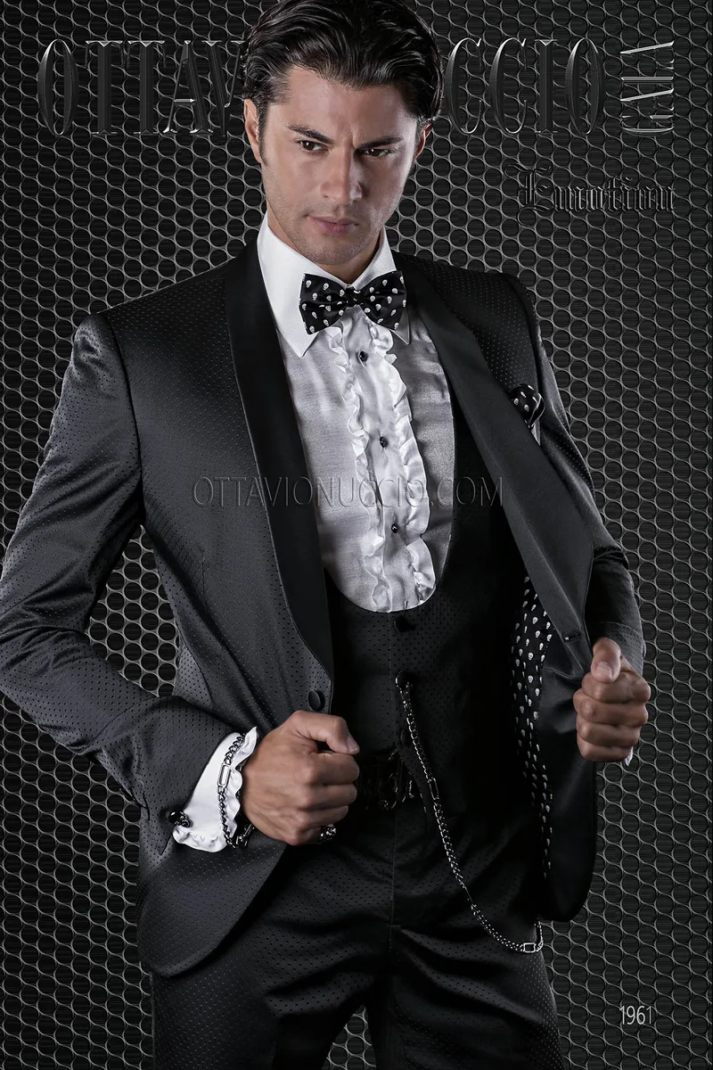 Abito da sposo rock nero slim fit 1