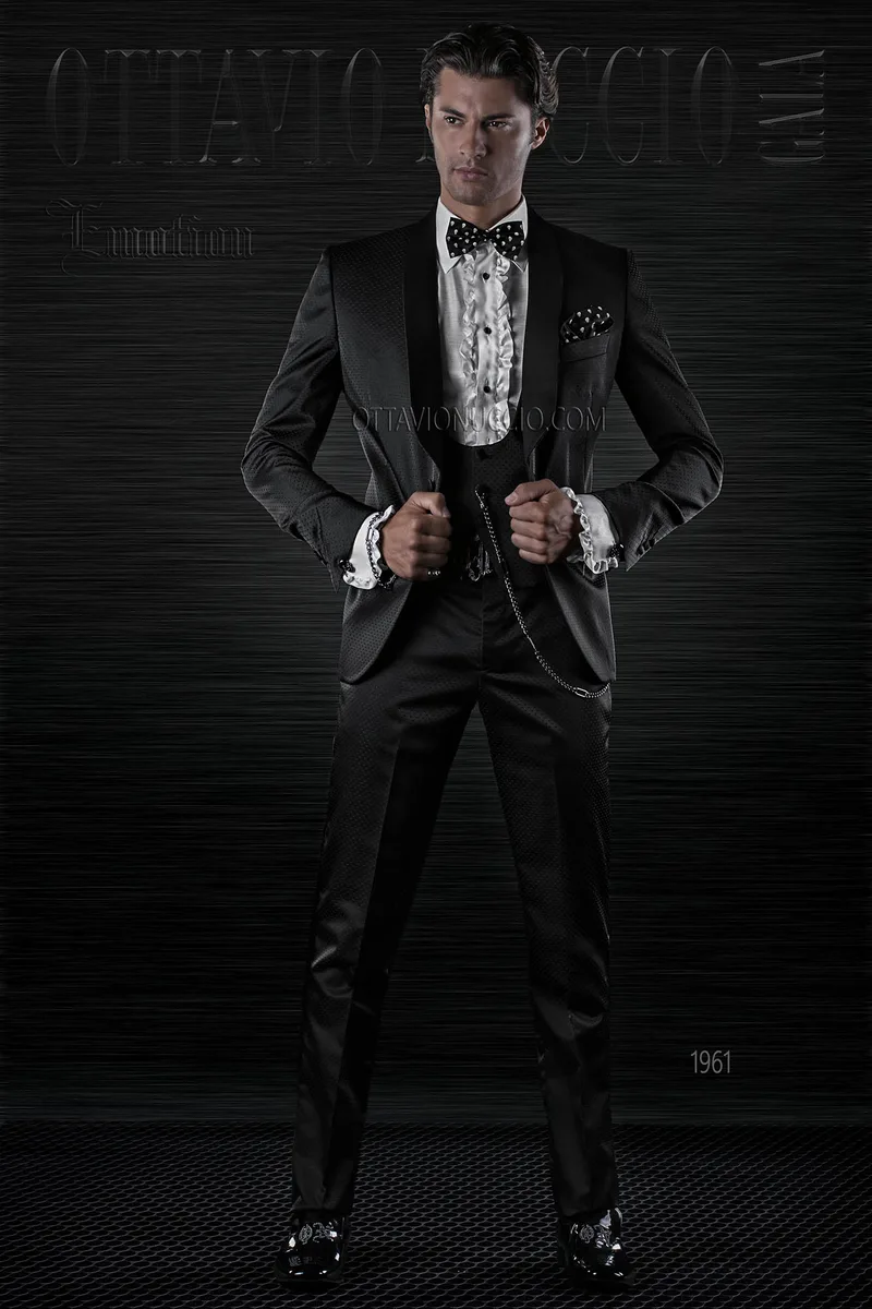 Abito da sposo rock nero slim fit 2