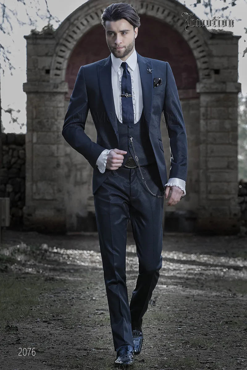 Completo da cerimonia uomo blu, moda sposo 1