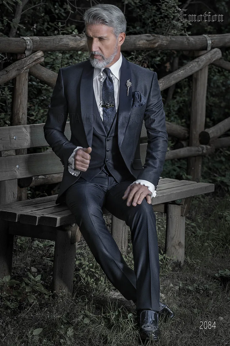 Abito da cerimonia uomo blu completo di gilet 1