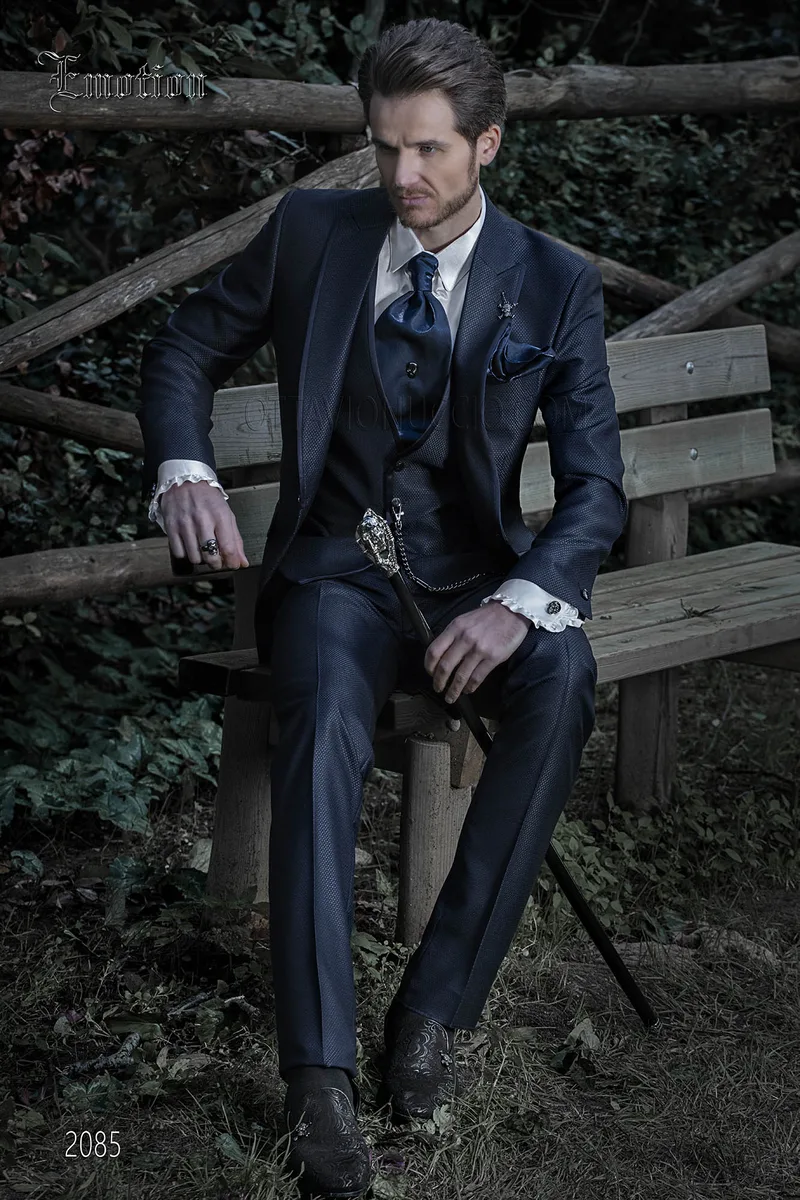 Abito da sposo uomo blu lucido moda | Abito elegante uomo 2