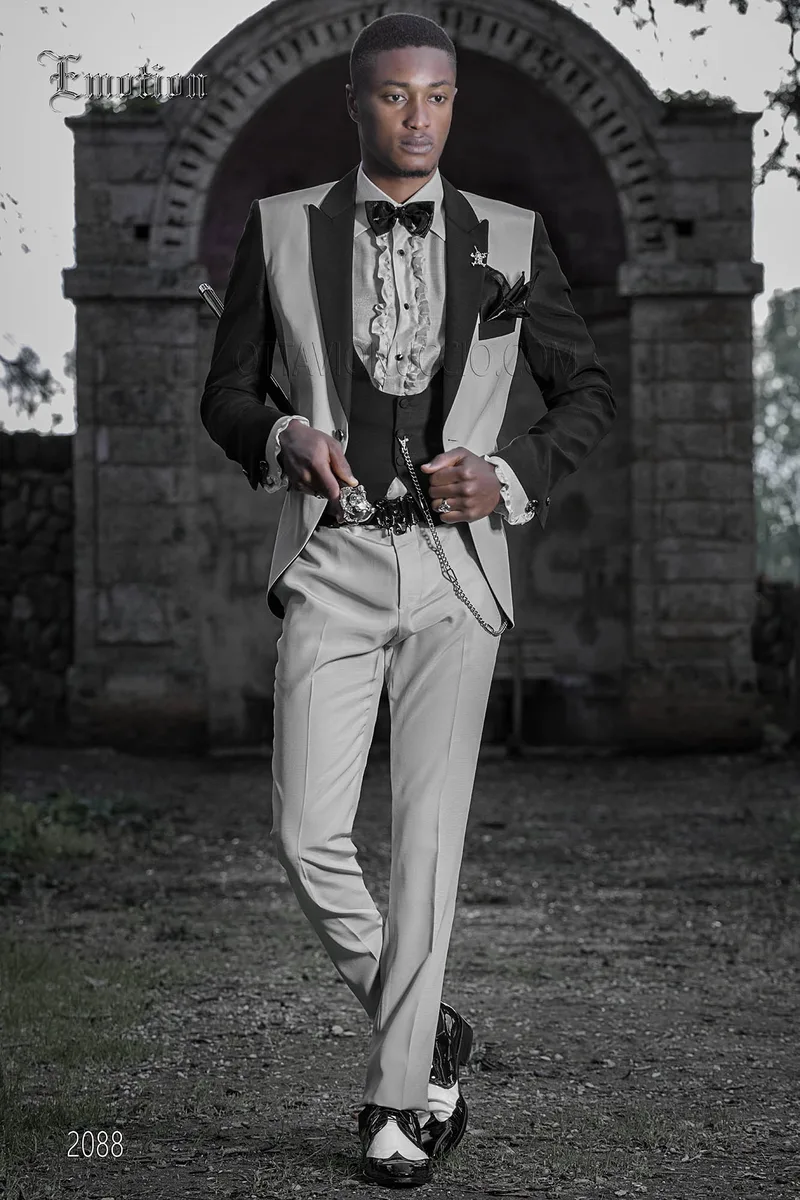 Abito sposo uomo moderno grigio perla e nero 1