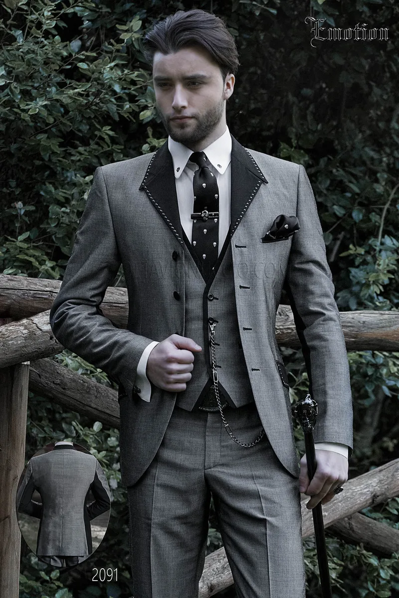 Abito da sposo moderno grigio per uomo hipster 1