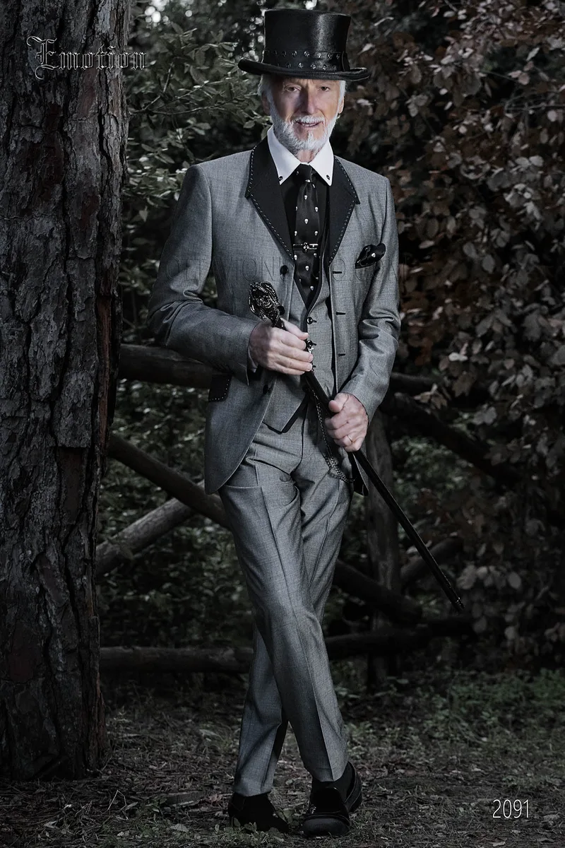 Abito da sposo moderno grigio per uomo hipster 2