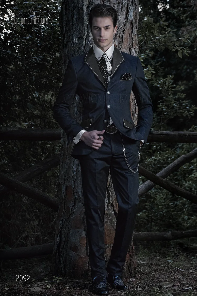 Abito da sposo moderno blu per uomo hipster 1