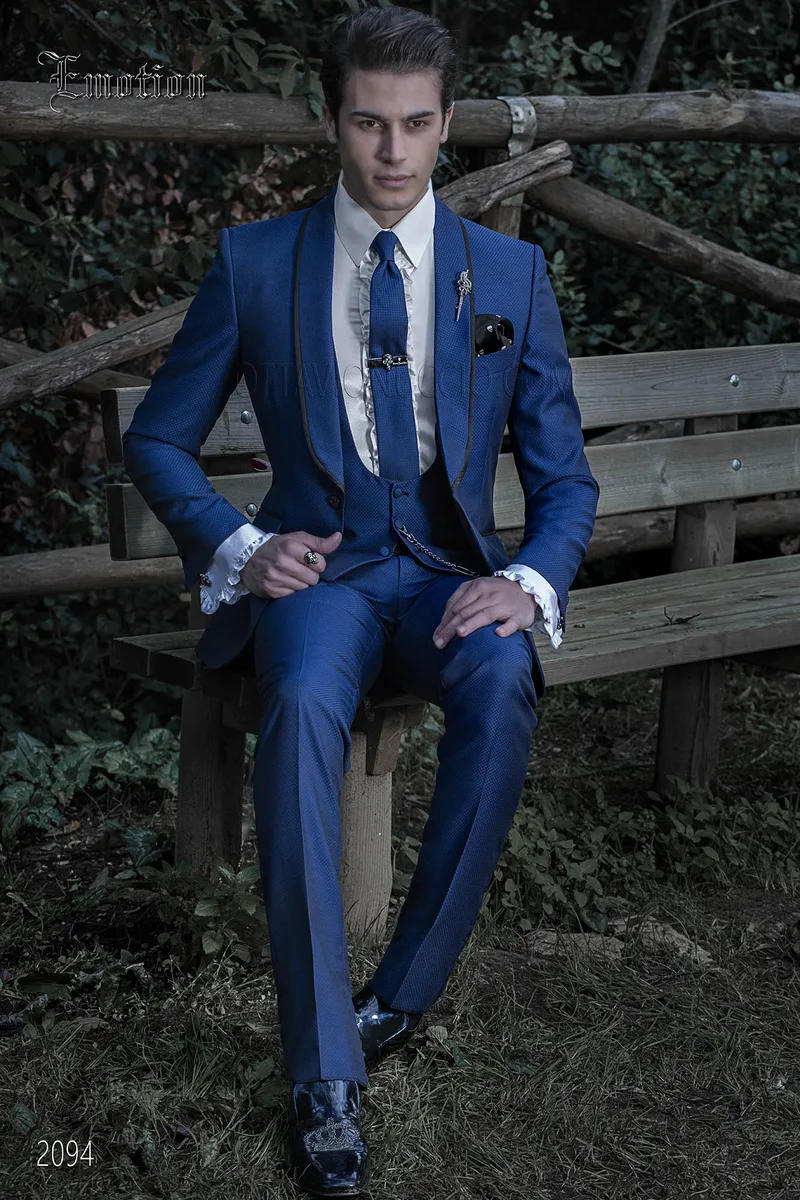 Abito da sposo blu elettrico uomo stile moderno 2