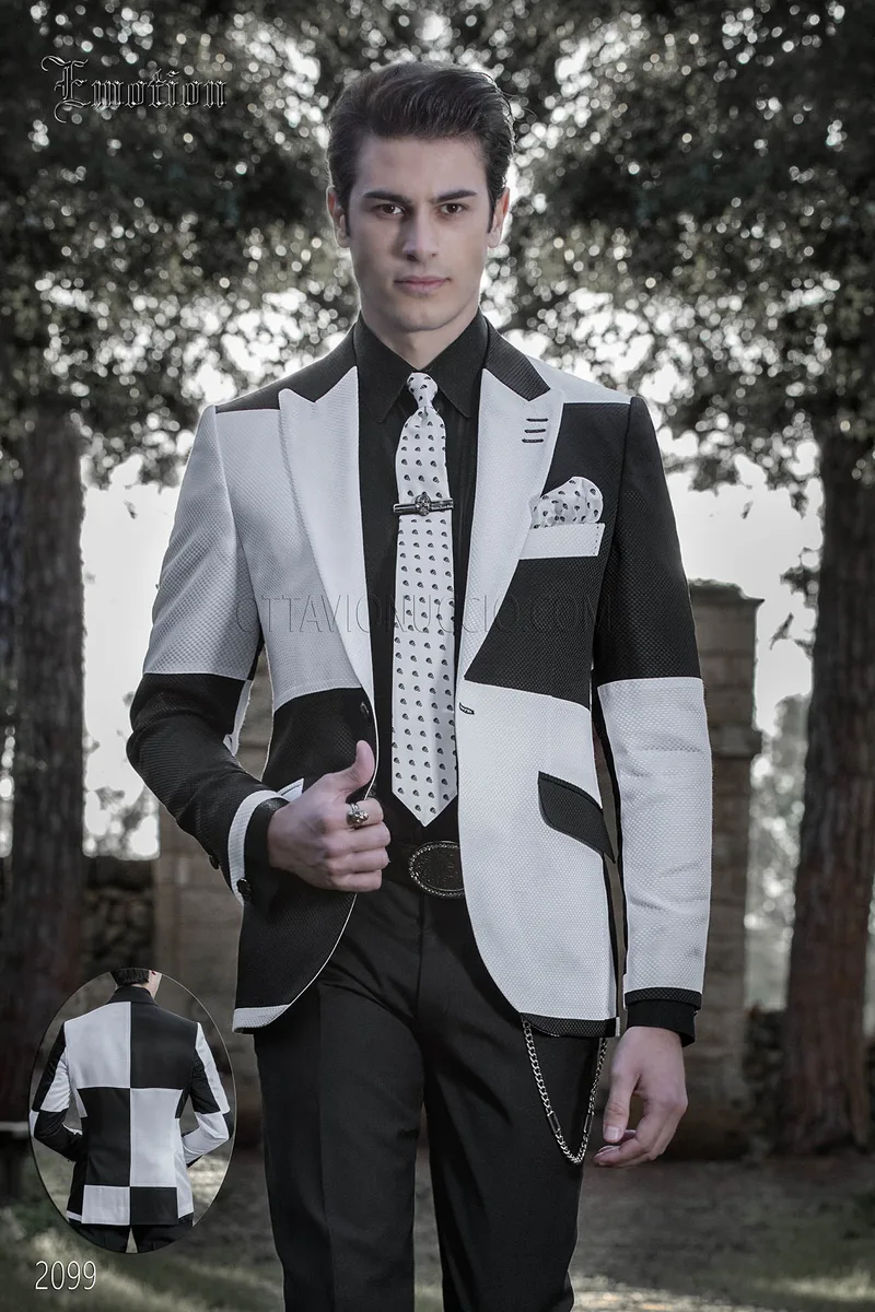 Abito moda uomo hipster bianco e nero | Abito su misura 1