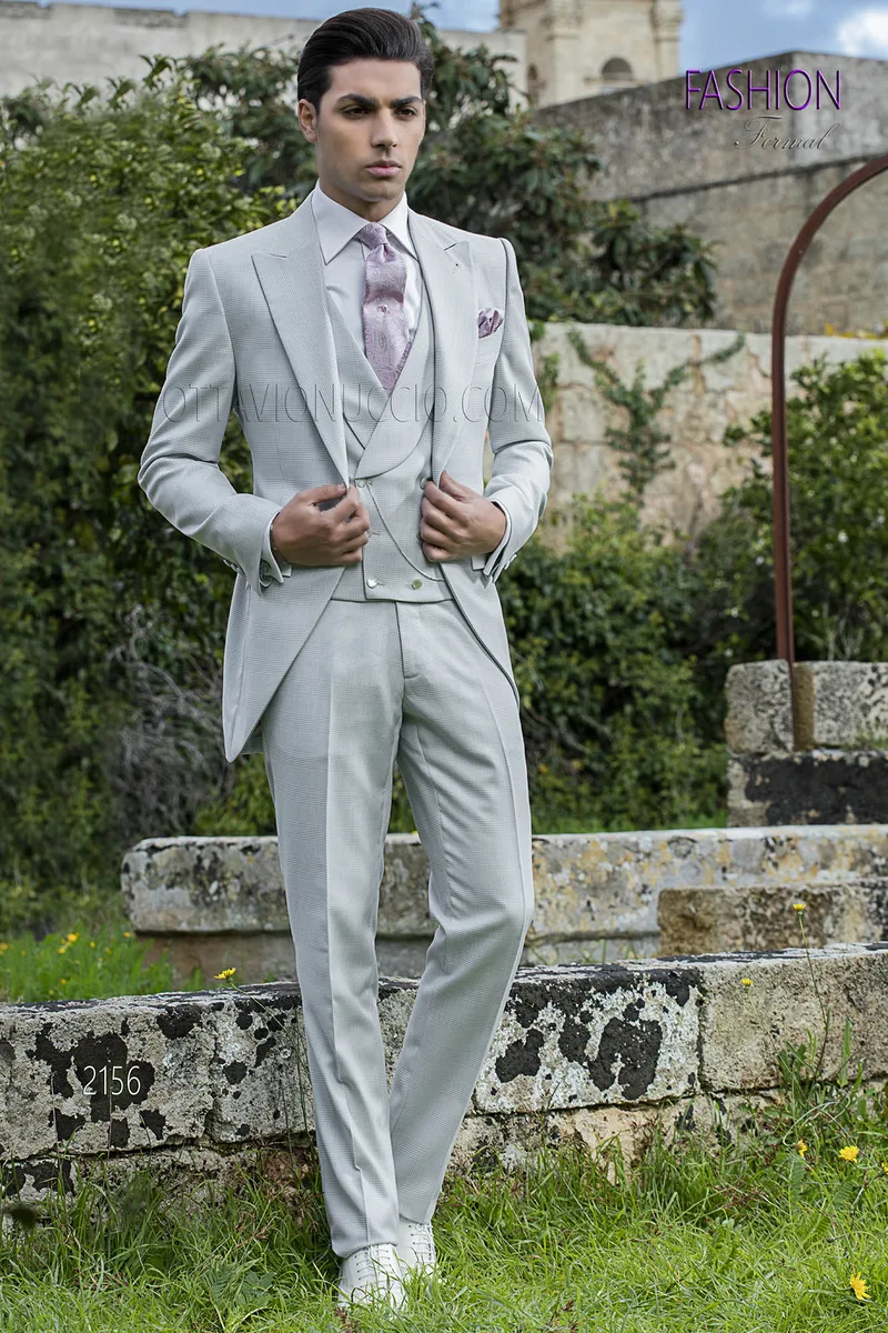 Abito sposo uomo tight fashion grigio perla principe di galles 1