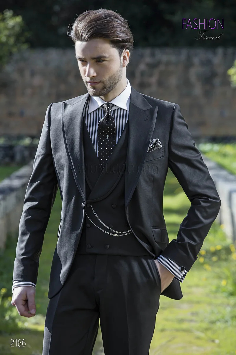 Abito da sposo nero per uomo fashion 1