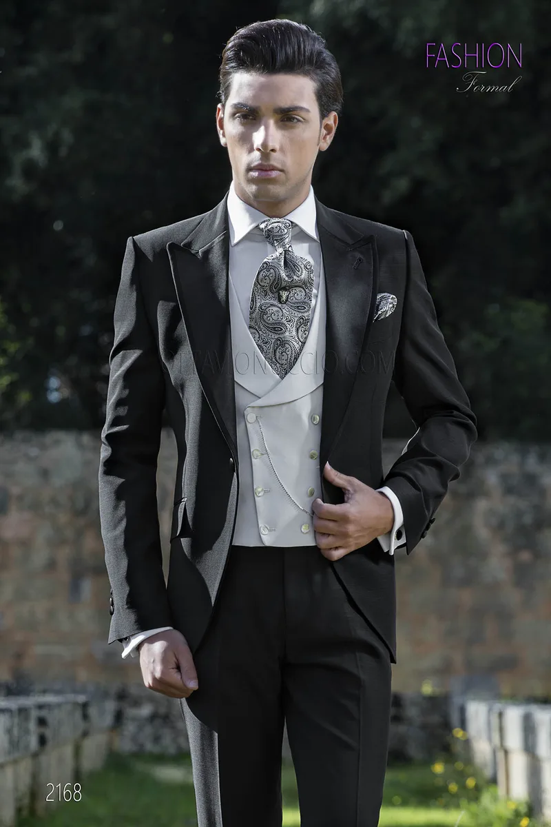Vestito da matrimonio sposo uomo, acetato lana nero 1