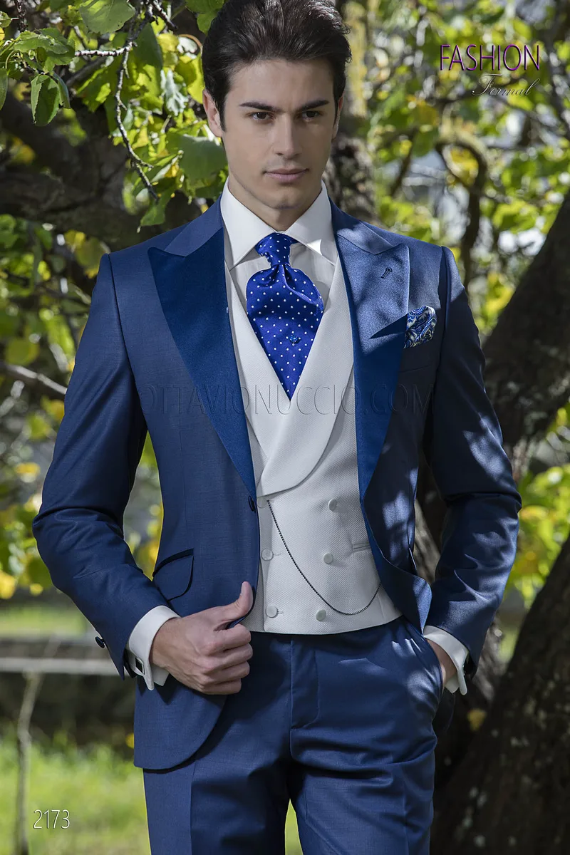 Abito moda uomo blu da matrimonio sposo 1