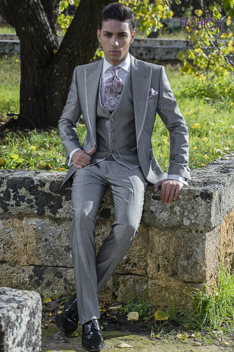Abito moda uomo fashion grigio da cerimonia 1