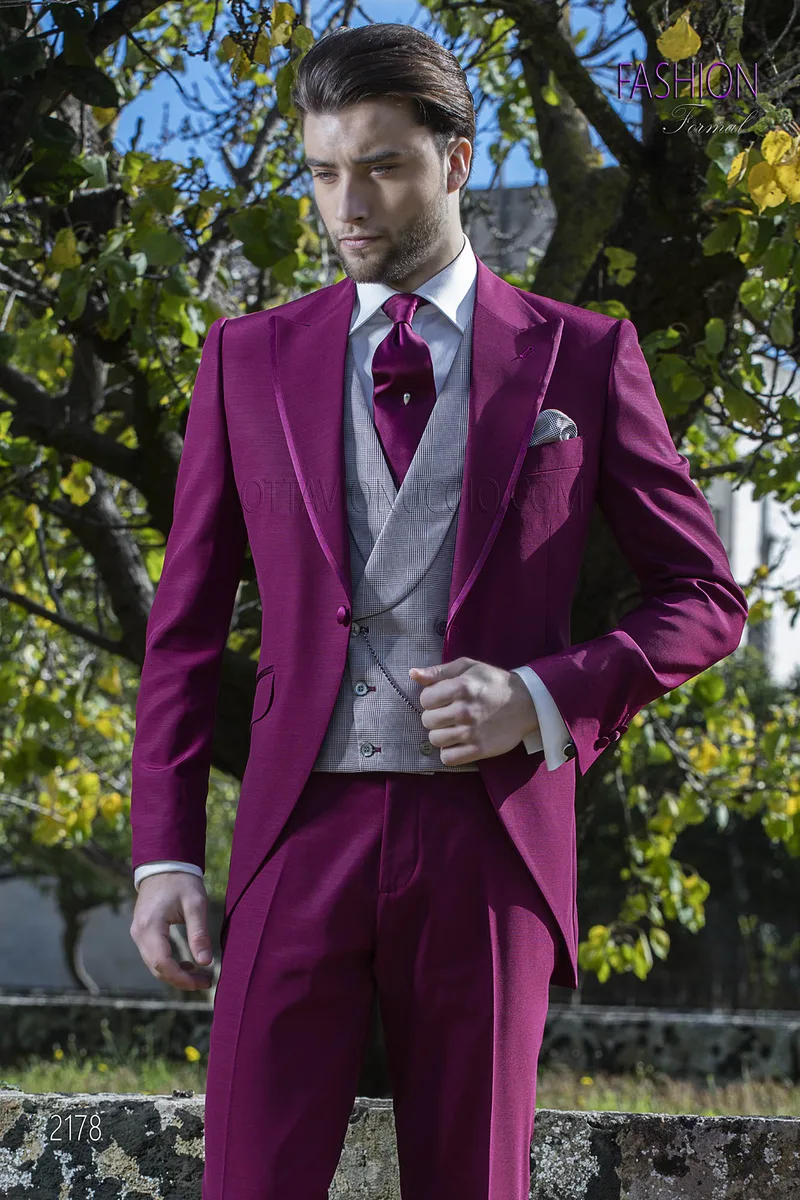 Vestito tight moderno fucsia da cerimonia uomo 1