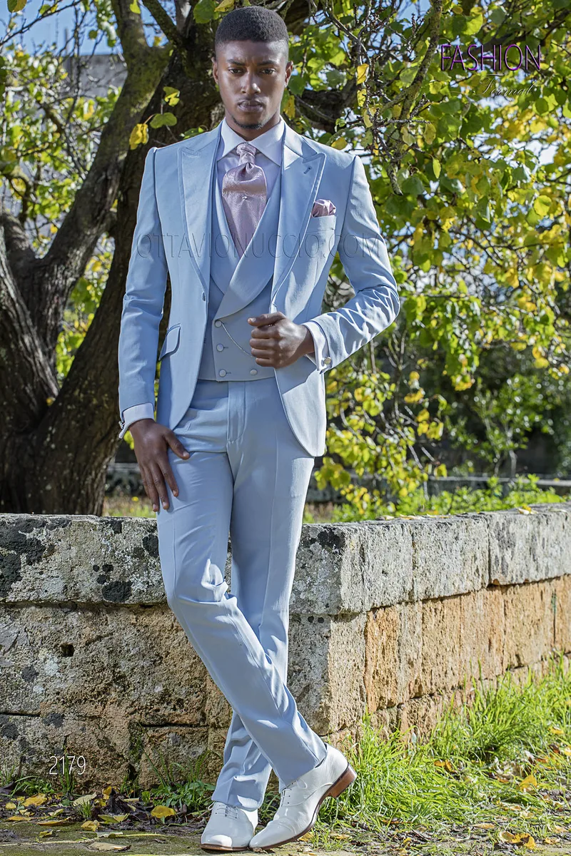 Abito uomo celeste da matrimonio sposo 1