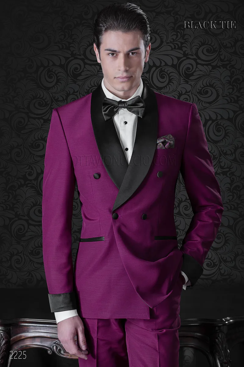 Smoking doppiopetto fucsia da matrimonio uomo 1