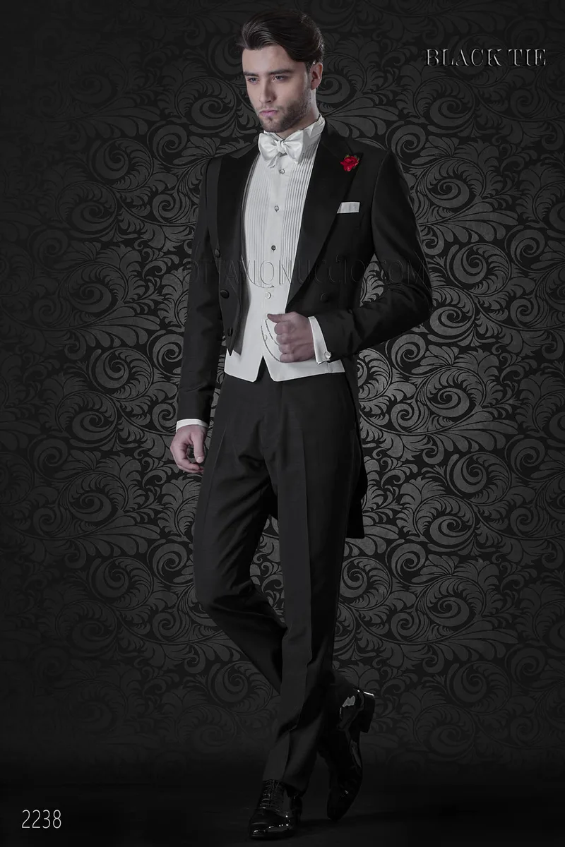 Frac nero per sposo moderno | Abito da uomo elegante 1