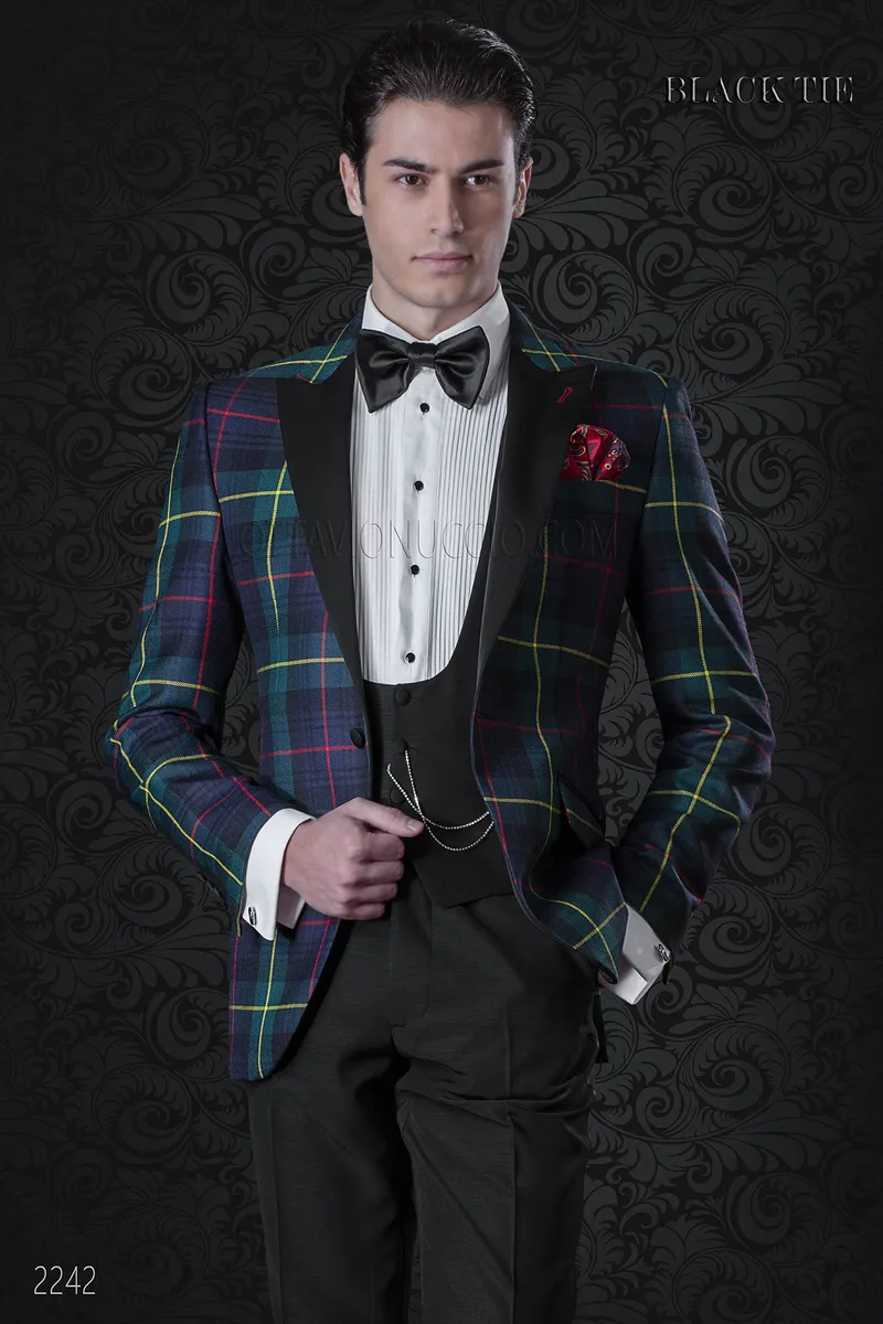 Giacca smoking uomo in tartan | Abito per eventi di gala 1