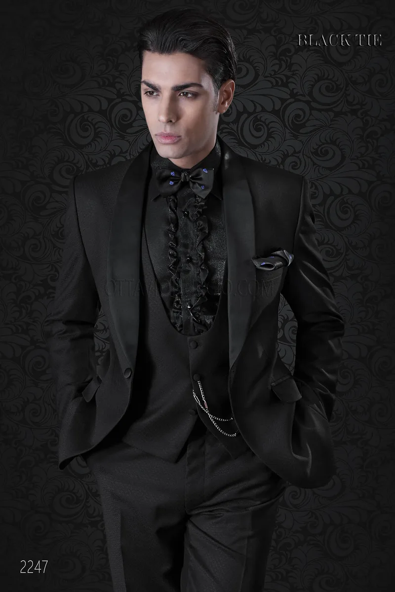 Smoking moda nero da sposo | Abito elegante da uomo 1