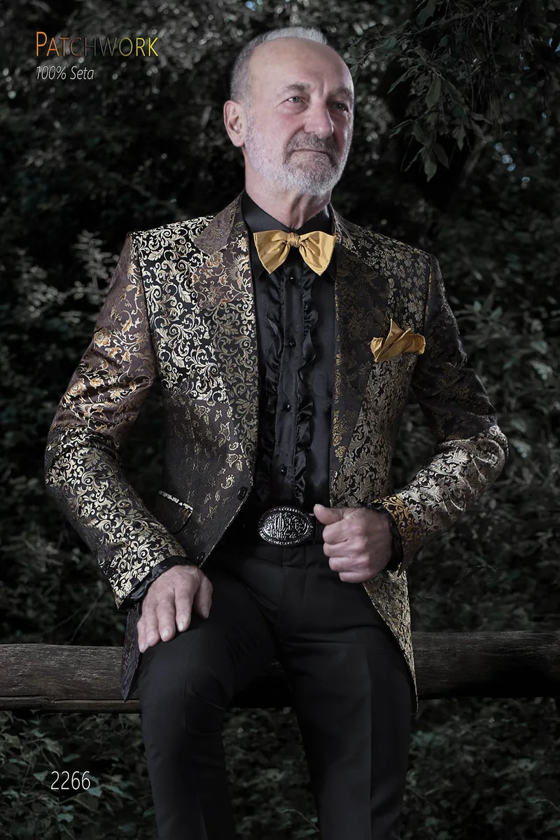 Giacca uomo seta patchwork oro | Giacca su misura 1