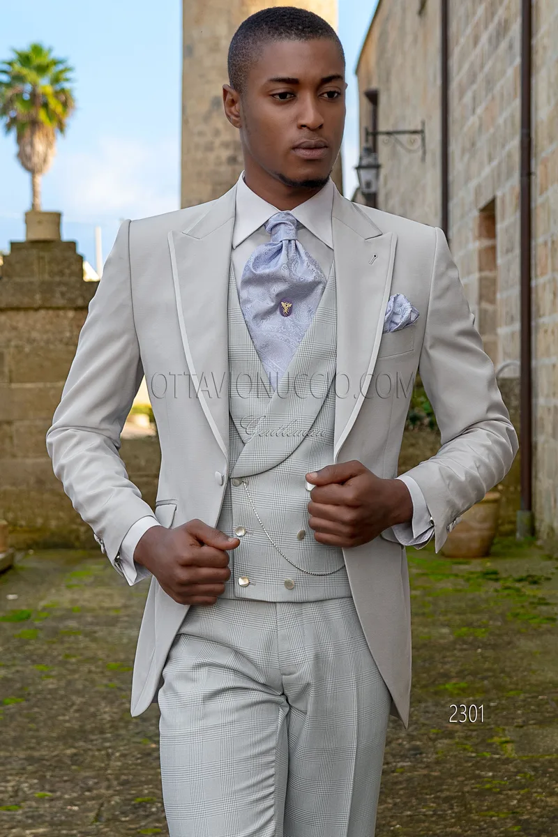 Vestito da sposo grigio perla misto lana 1