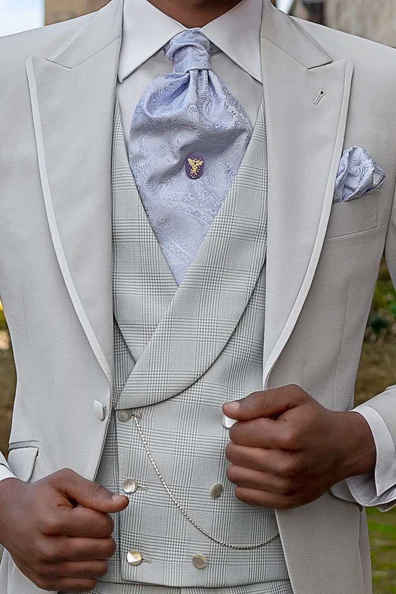 Vestito da sposo grigio perla misto lana 2