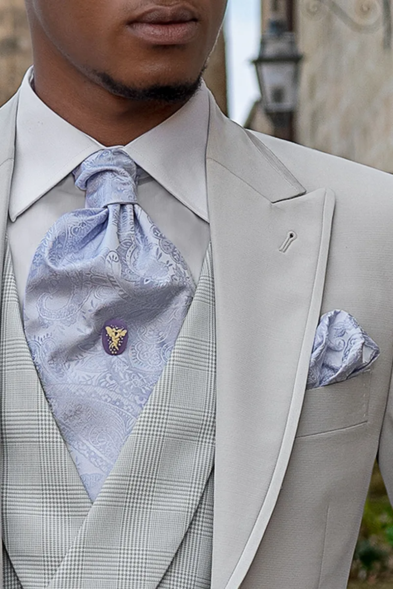Vestito da sposo grigio perla misto lana 3