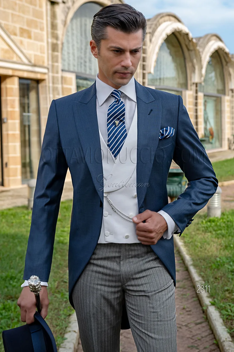Tight vestito uomo blu classico, pantalone rigato 1