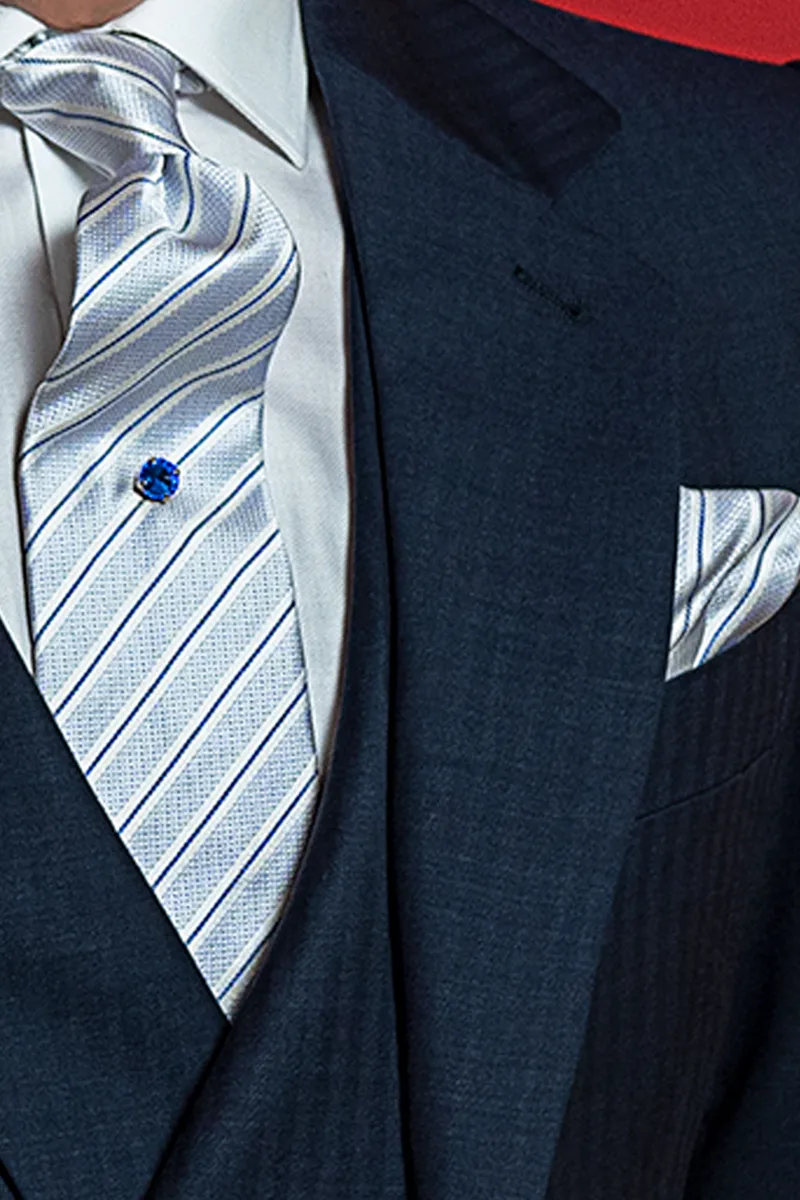 Vestito da cerimonia uomo blu, pura lana con gilet doppiopetto 3