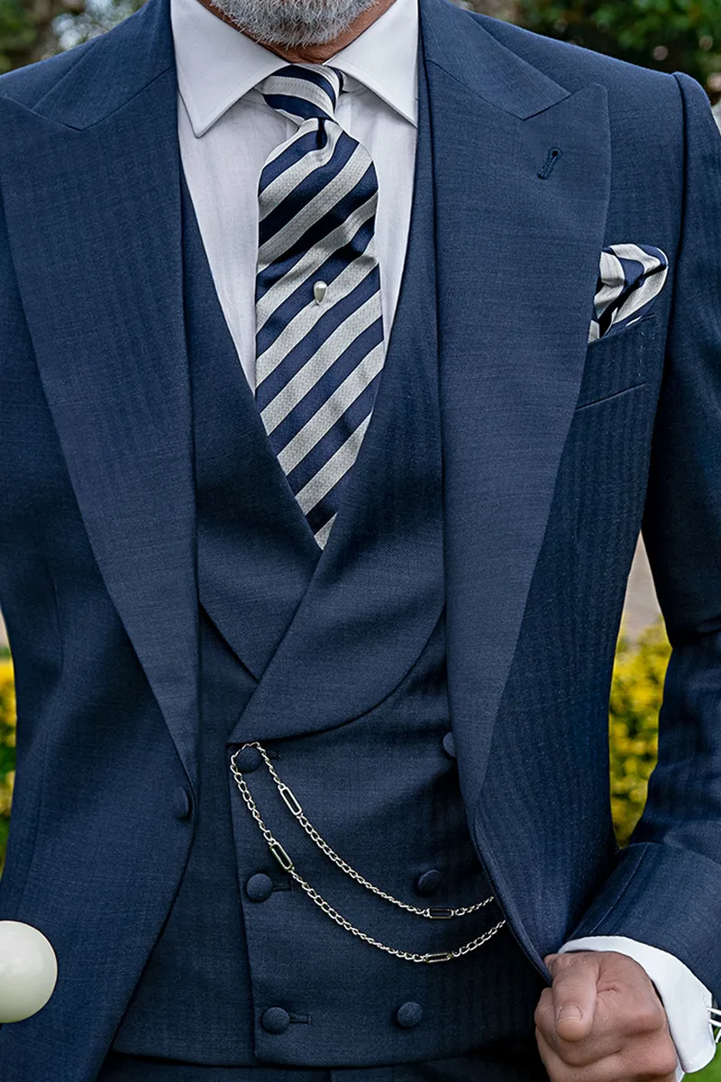Tight vestito da cerimonia sposo in pura lana blu 2