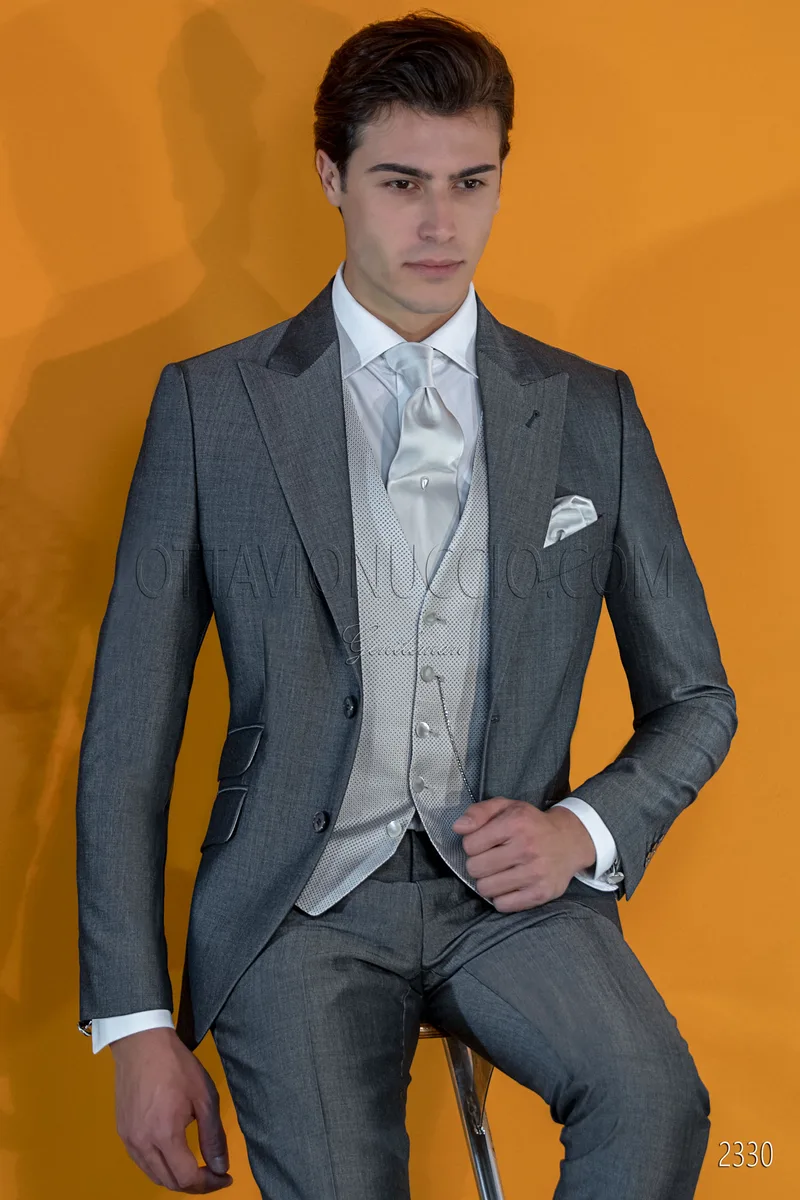 Vestito da sposo uomo fashion grigio misto lana mohair 1