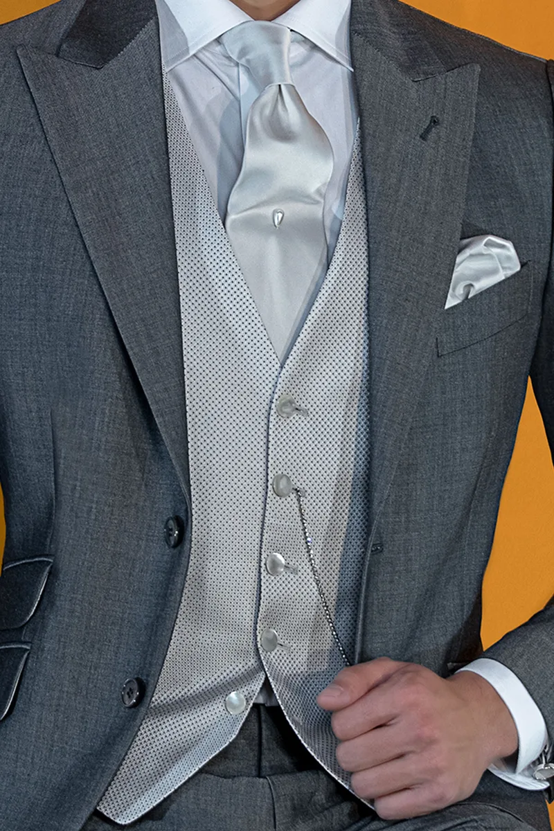 Vestito da sposo uomo fashion grigio misto lana mohair 2