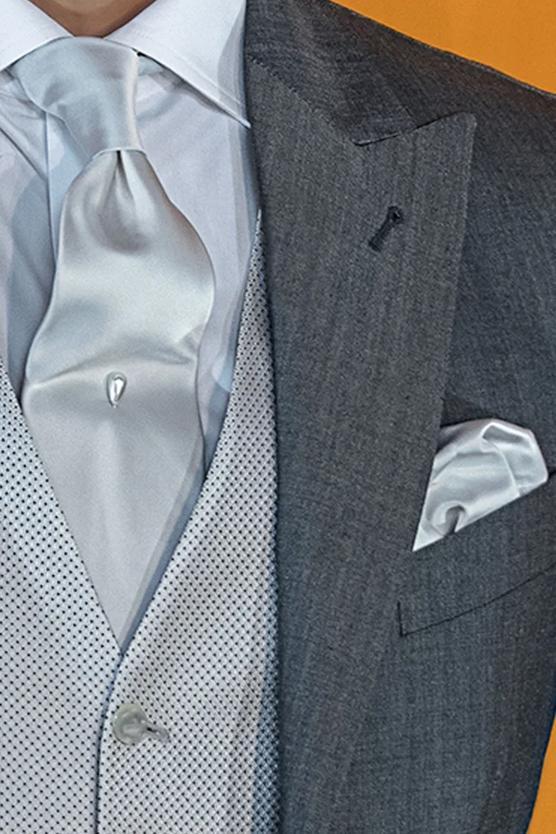 Vestito da sposo uomo fashion grigio misto lana mohair 3