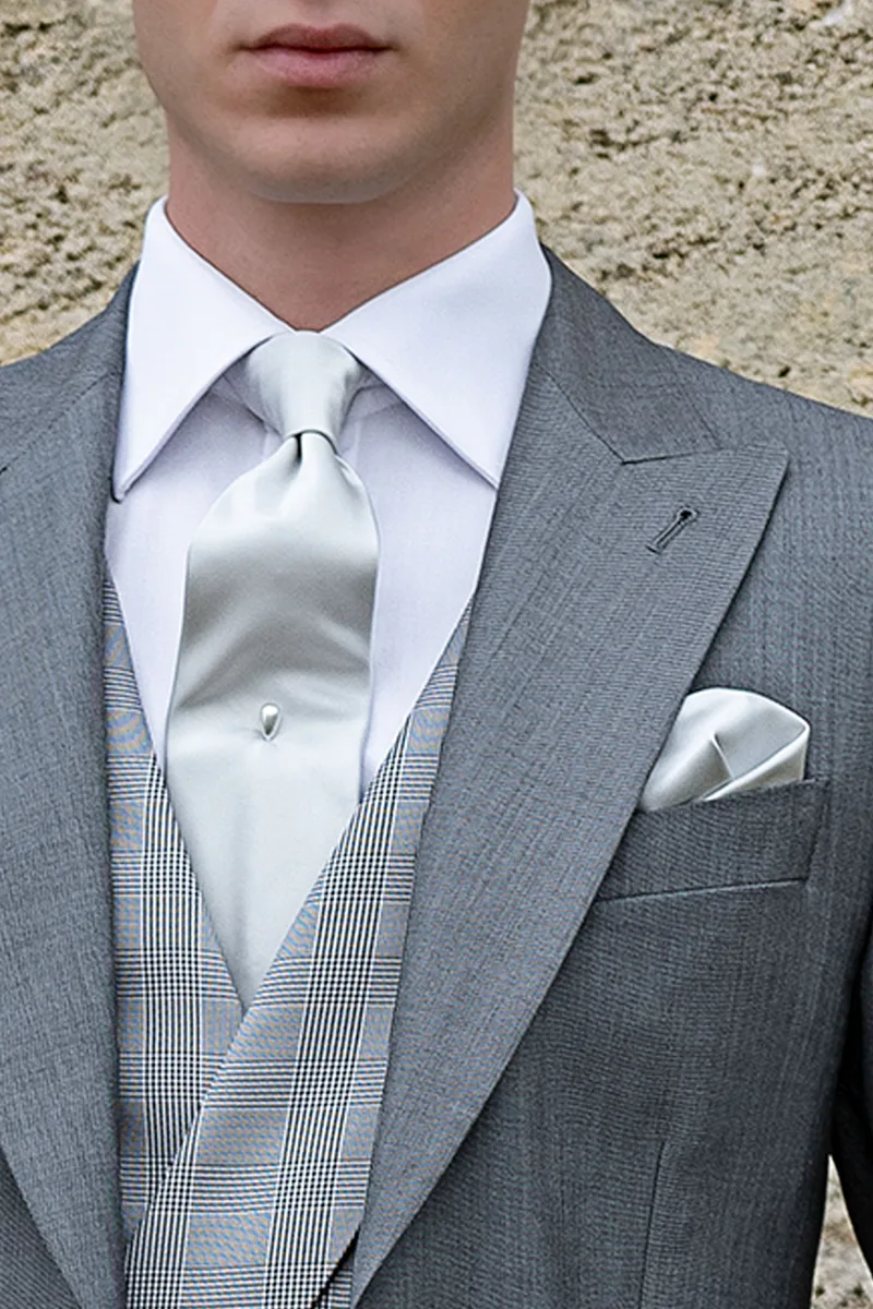 Tight vestito da cerimonia sposo in lana seta grigio perla 3