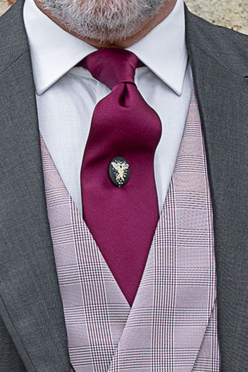 Tight matrimonio uomo grigio, gilet seta doppiopetto 2