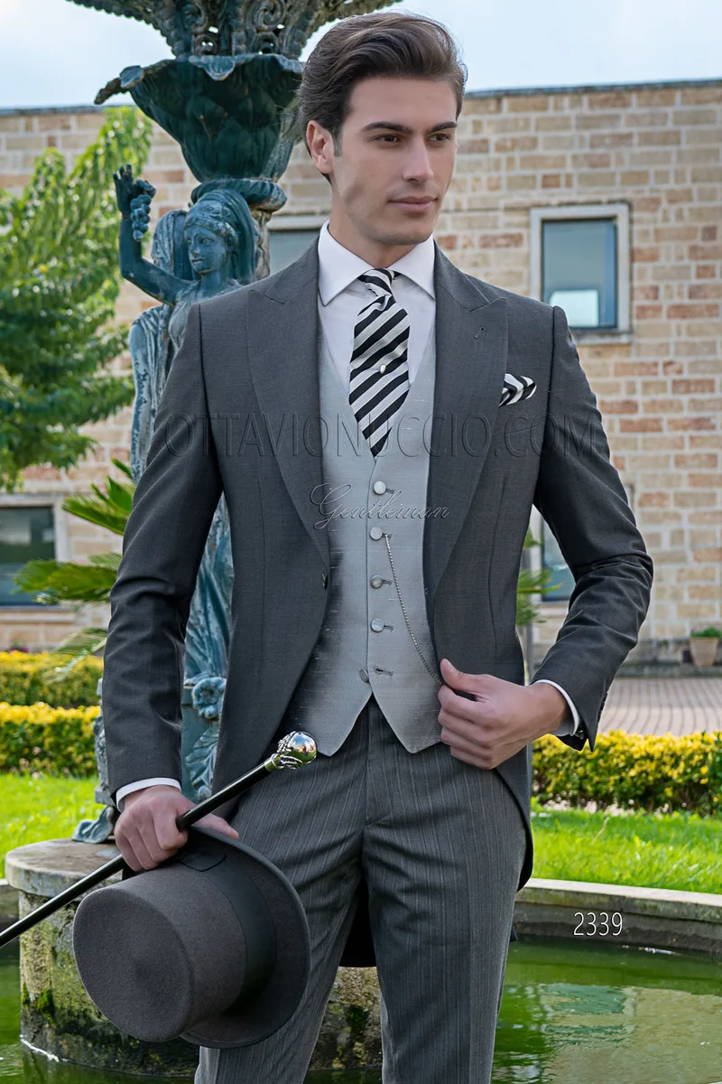Tight da matrimonio uomo stile english, misto lana grigio 1