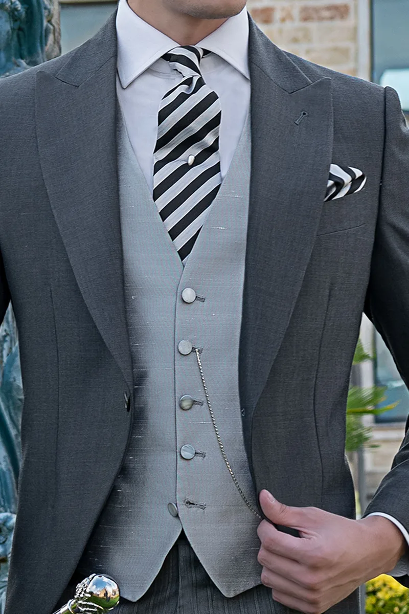Tight da matrimonio uomo stile english, misto lana grigio 2