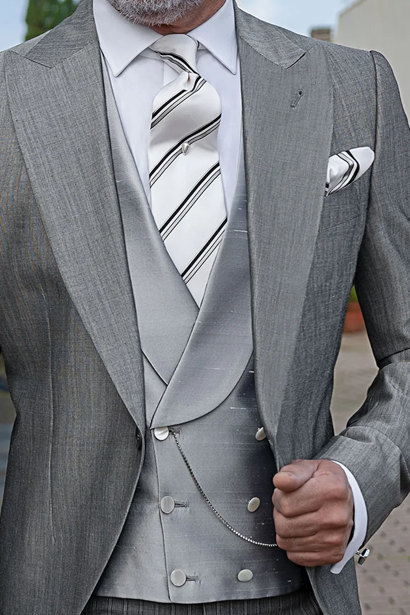 Abito Tight classico da sposo in misto lana grigio 2