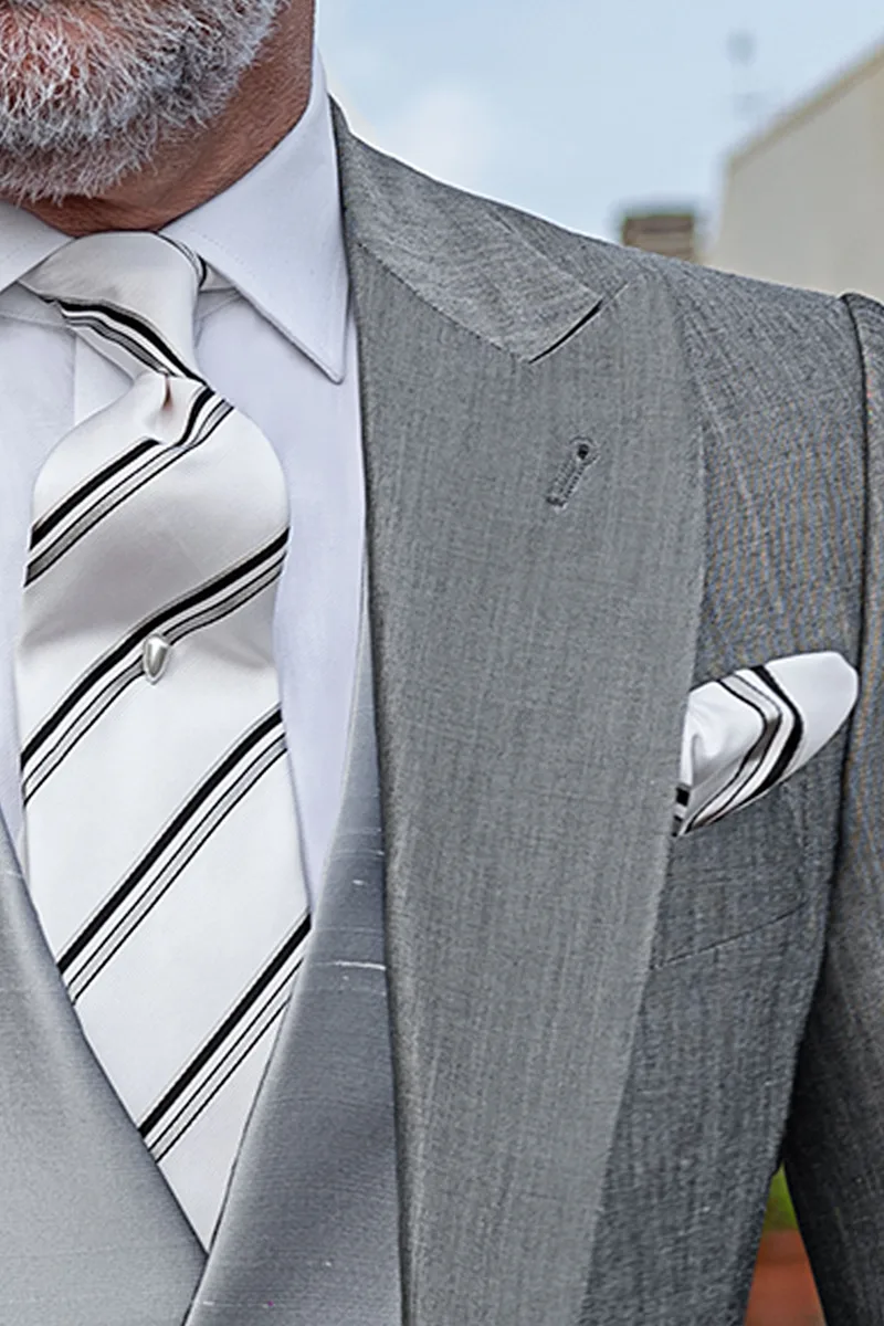 Abito Tight classico da sposo in misto lana grigio 3