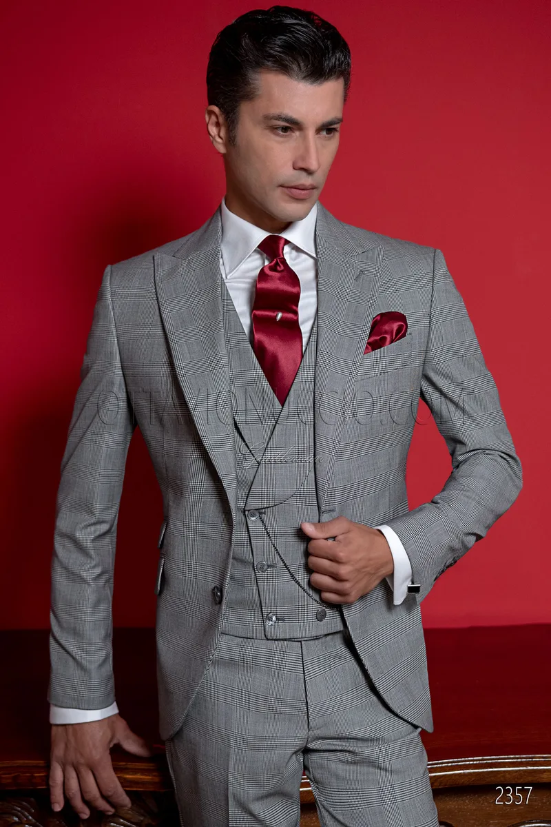 Vestito da cerimonia uomo grigio Principe di galles 1