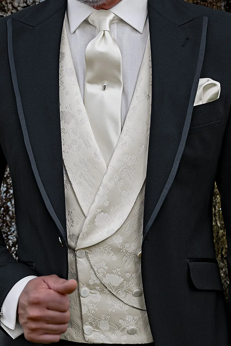 Abito moda da matrimonio sposo misto lana nero 2