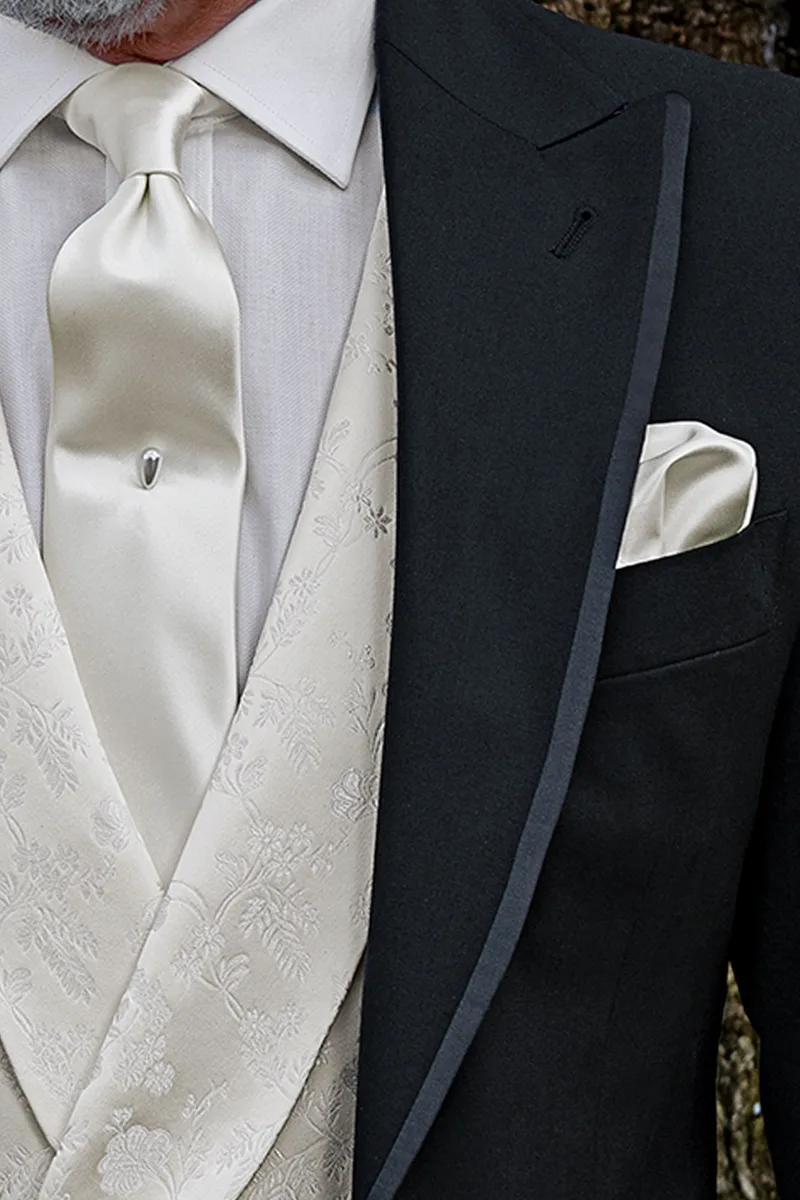 Abito moda da matrimonio sposo misto lana nero 3