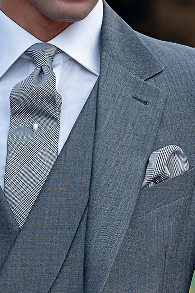 Abito cerimonia uomo grigio misto lana, gilet doppiopetto 3