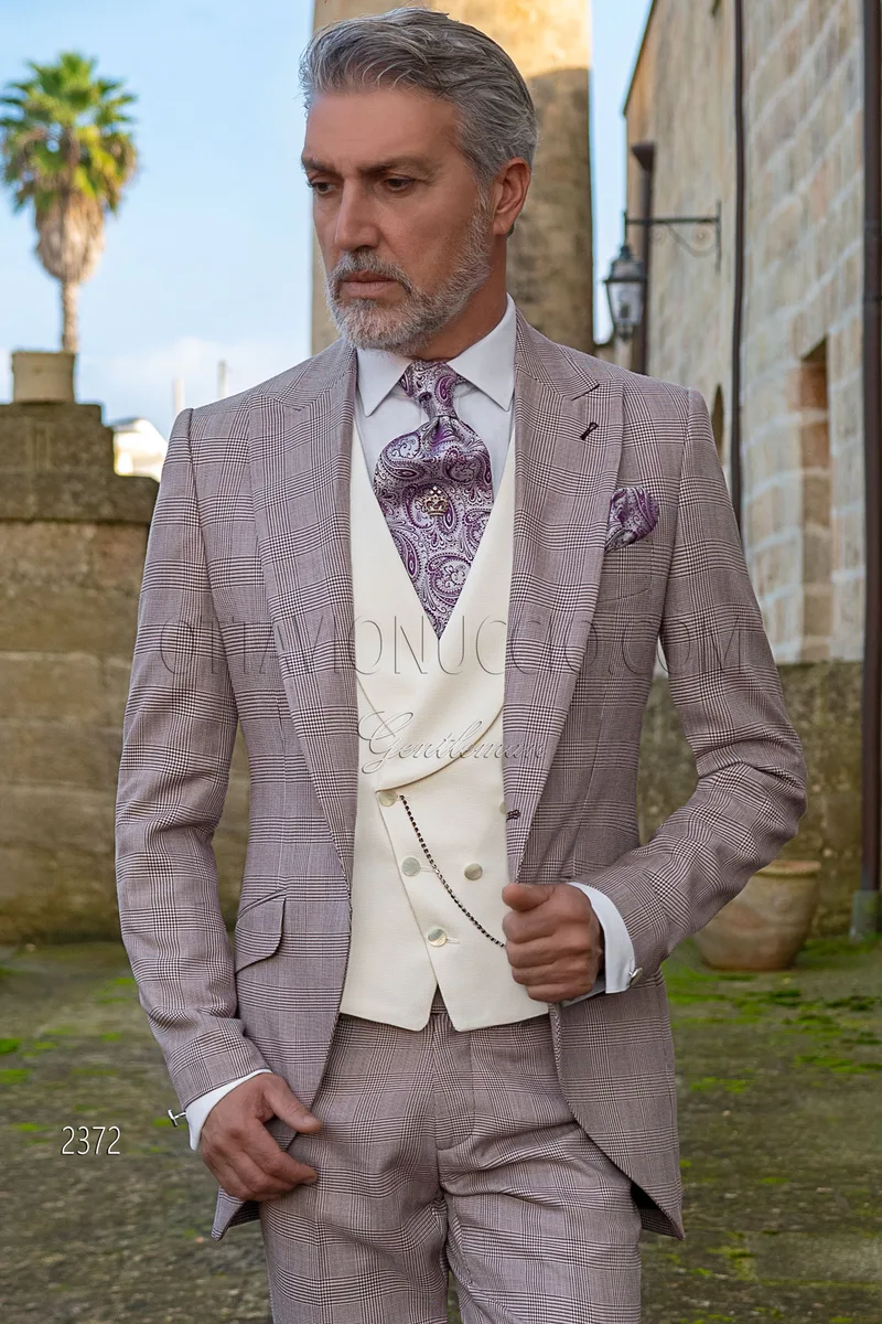 Vestito sposo moderno principe di Galles bordeaux 1