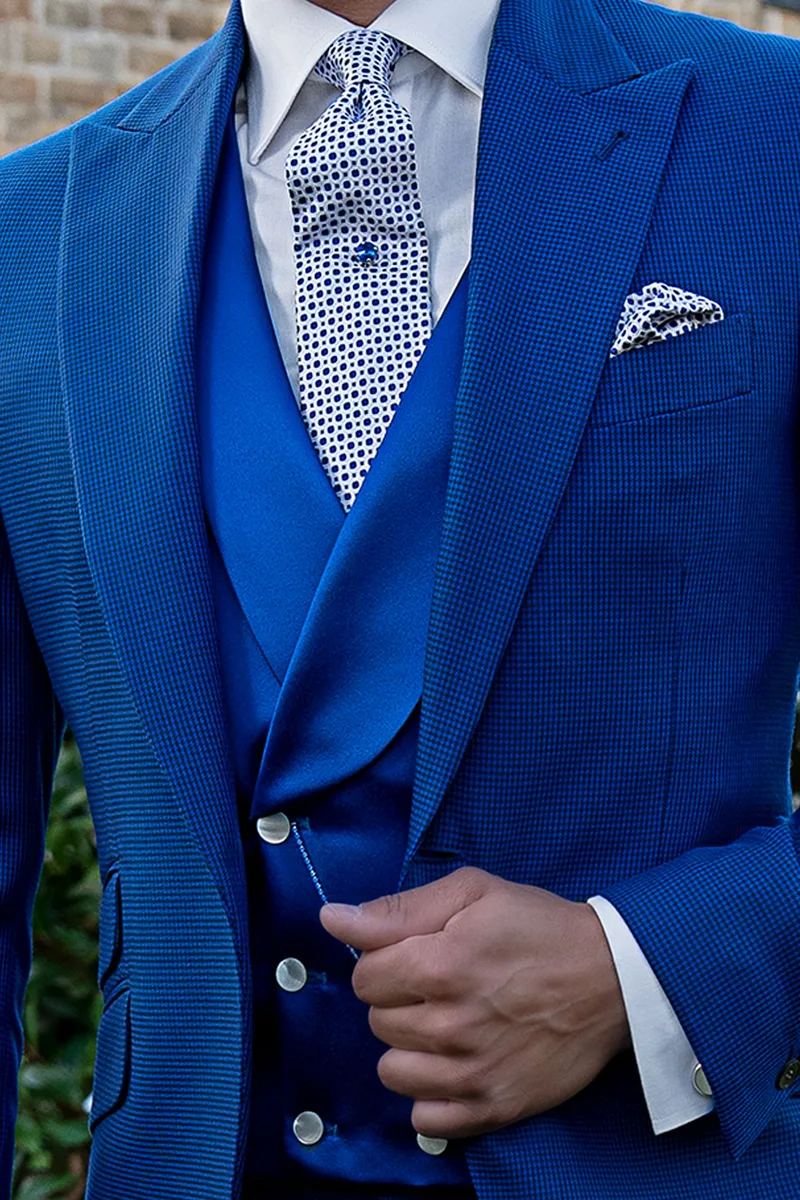 Abito uomo cerimonia fashion pied poul blu royal 2
