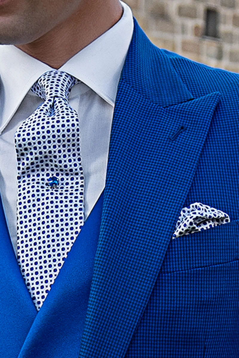Abito uomo cerimonia fashion pied poul blu royal 3