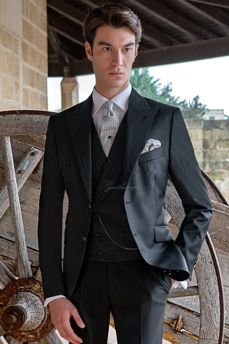 Vestito da cerimonia uomo nero in pura lana 1